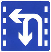 掉頭和左轉(zhuǎn)合用車道標(biāo)志
